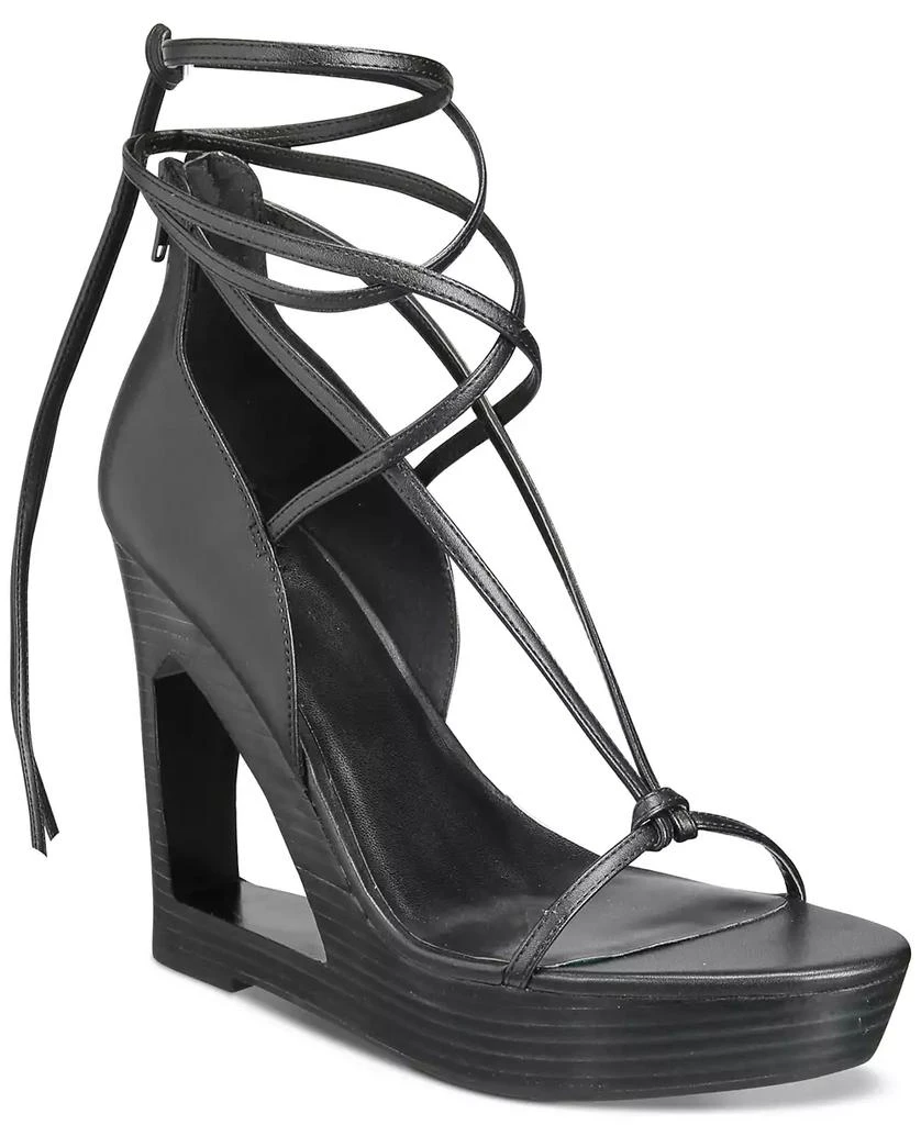 AAJ By Aminah Women's Nina Lace-Up Architectural Wedge Sandals 5