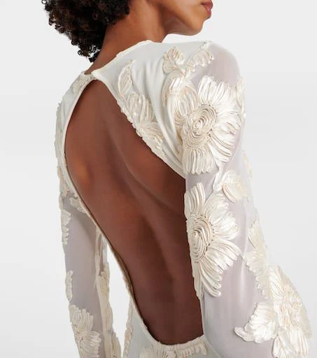 ROTATE Birger Christensen Bridal Rosita floral-appliqué mesh minidress 5