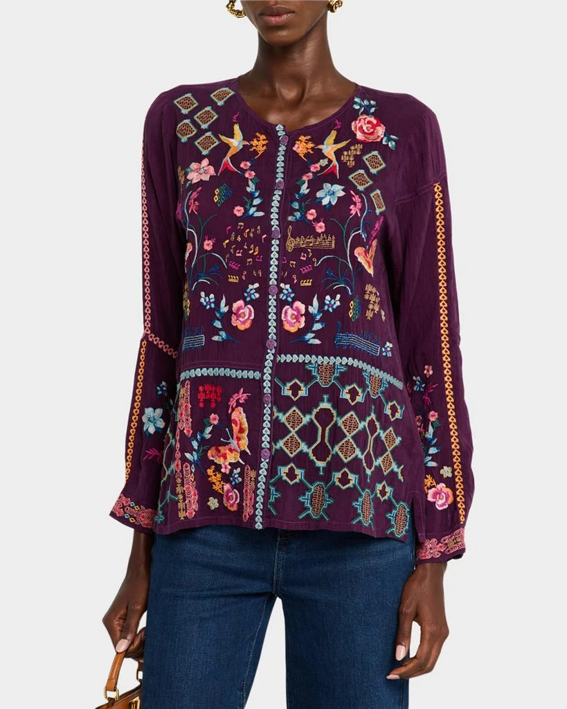 Johnny Was Primavera Catina Embroidered Blouse 4
