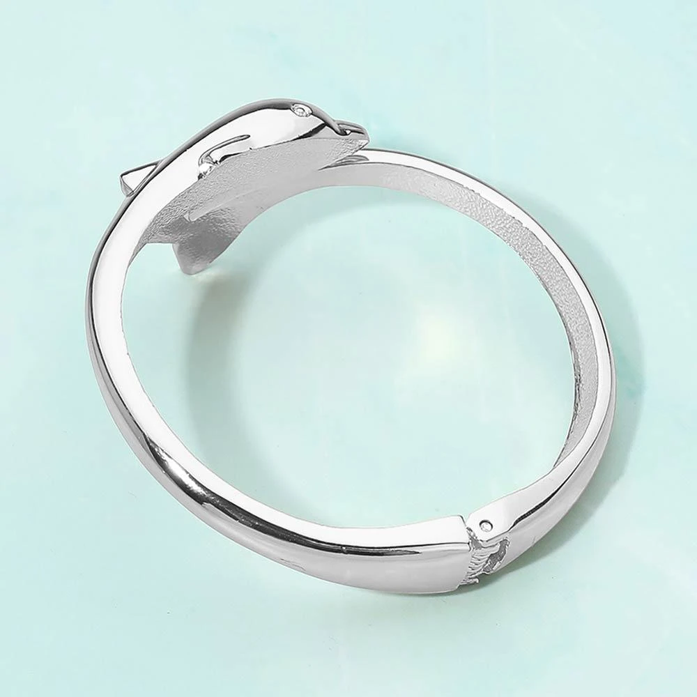 FASHNZFAB Sleek Dolphin Hinged Bangle Bracelet 4