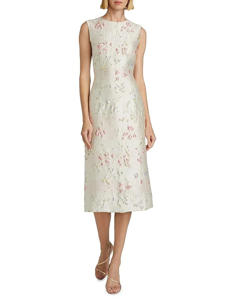 PRABAL GURUNG Floral Brocade Sheath Midi-Dress 2