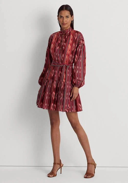 Ralph Lauren Ralph Lauren Petite Geo Stripe Belted Cotton Voile Dress 1