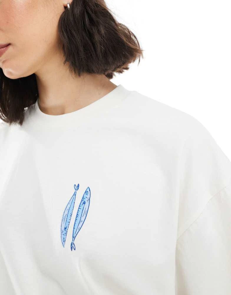 Miss Selfridge Miss Selfridge oversized sardine stripe back print graphic tee 3