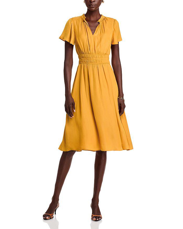 T Tahari Split Neck Midi Dress