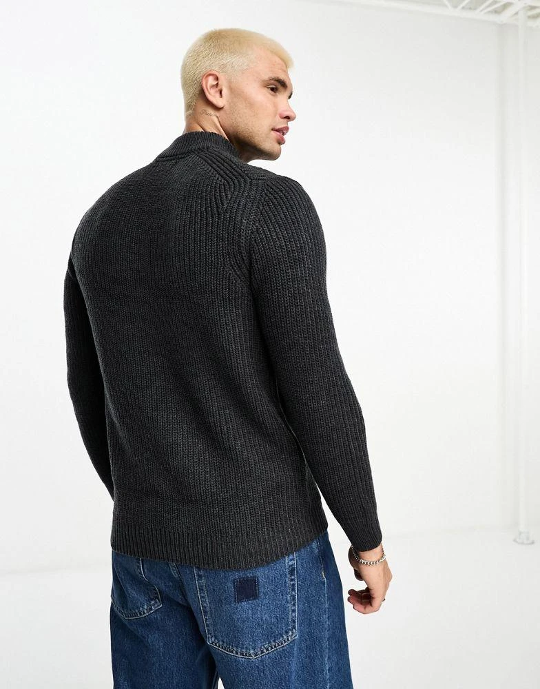 Brave Soul Brave Soul chunky turtle neck jumper in dark grey 4