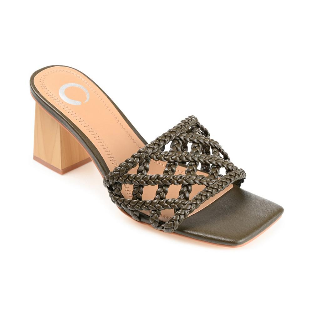 Journee Collection Women's Evvie Braided Block Heel Sandals