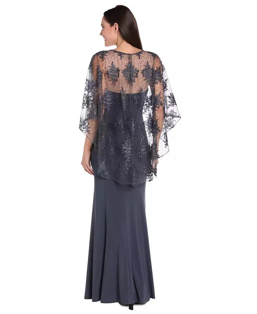 R & M Richards Women's Embellished-Capelet Gown 2