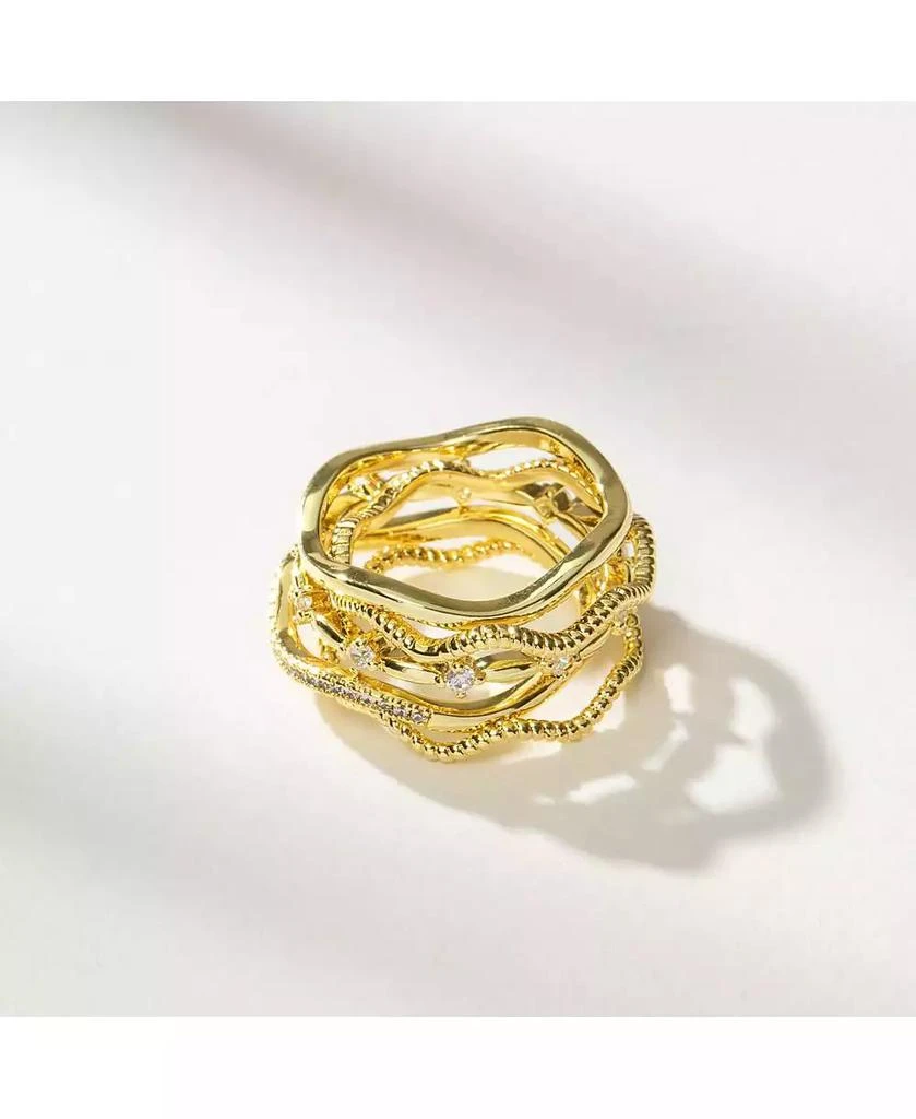 Uncommon James 14k Gold-Plated, Cubic Zirconia Vintage 5 Layered Ring Set, Set of 2