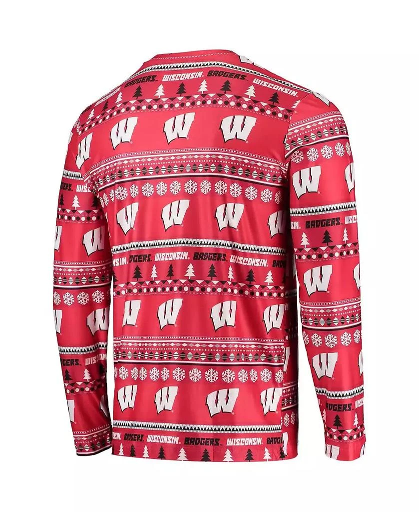 Concepts Sport Men's Red Wisconsin Badgers Ugly Sweater Long Sleeve T-shirt and Pants Sleep Set 4
