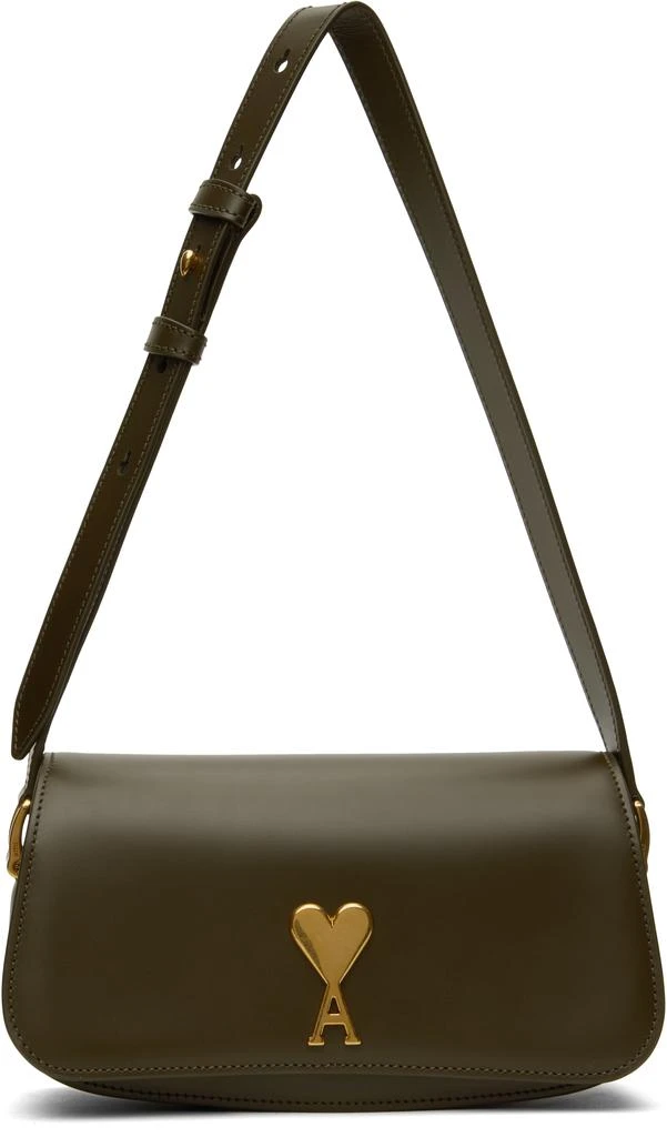 AMI Khaki Leather Paris Paris Shoulder Bag 1