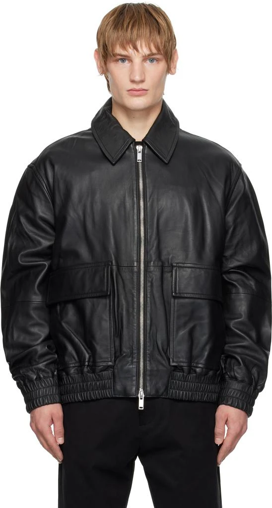 Studio Nicholson Black Piston Leather Jacket 1