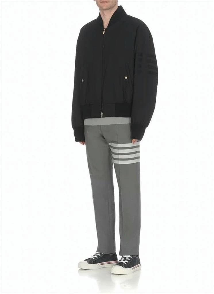 Thom Browne Padded Black Bomber Jacket with Gold Zipper and Ribbed Details 3