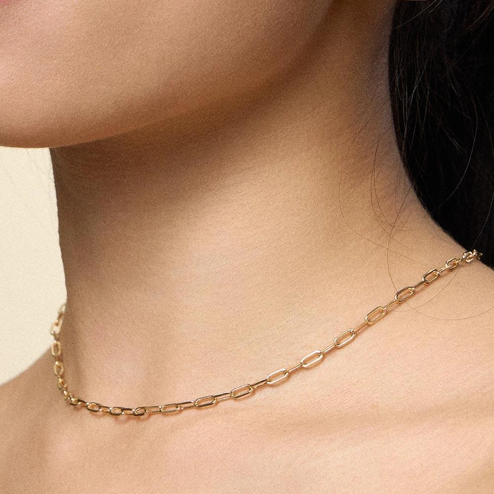 FASHNZFAB 18K Gold Filled Paperclip Chain Necklace