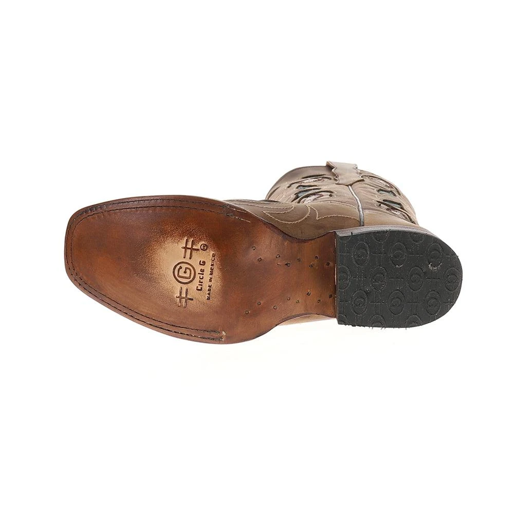 Circle G by Corral Sand Flower Inlay Embroidered Square Toe Pull On Cowboy Boots 5