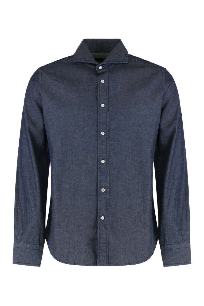 MOORER Moorer Curved Hem Denim Shirt