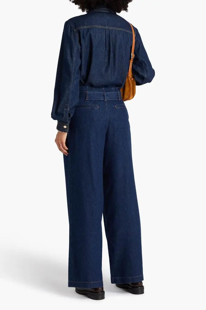 FRAME The Paper Bag belted pleated high-rise wide-leg jeans 3
