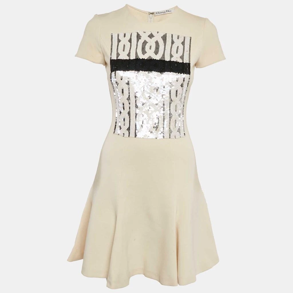 Shop Christian Dior Cream Sequin Embellished Wool Jersey Flared Mini Dress  S on Sale at BeyondStyle  Get 61% Off Christian Dior Cream Sequin  Embellished Wool Jersey Flared Mini Dress S with