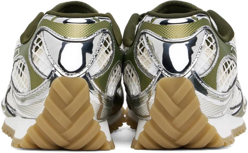 Bottega Veneta Silver & Green Orbit Sneakers 2