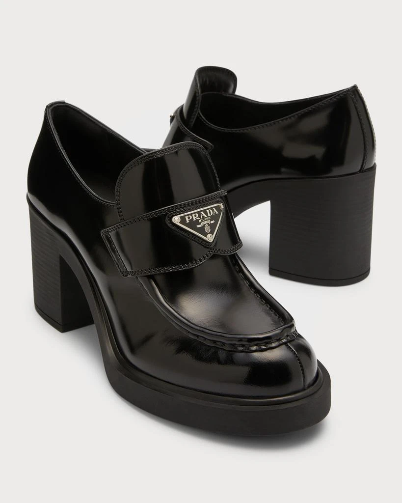 Prada Chocolate Flow Heeled Loafers 8
