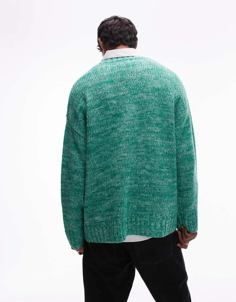 Topman Topman relaxed fit jumper in green marl 3