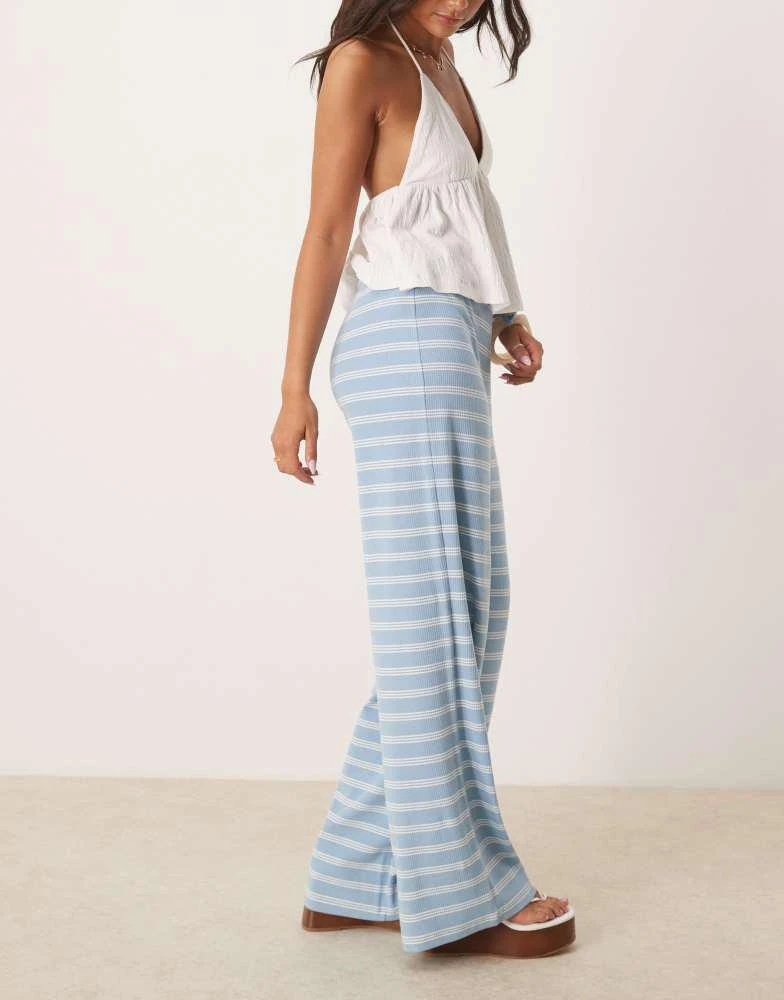 ASOS ASOS DESIGN stripe wide leg mid rise trousers co ord in baby blue 3