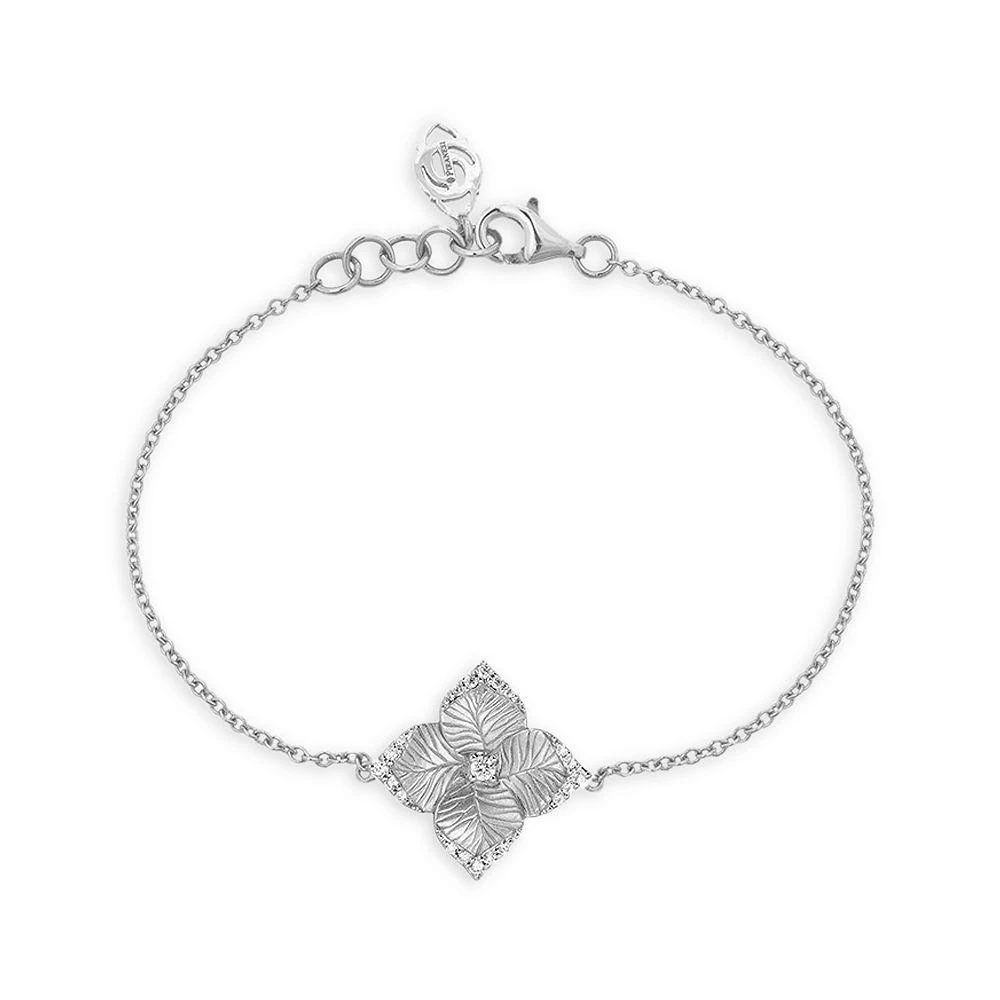 Piranesi 18K White Gold Oro Flower Diamond Link Bracelet 1