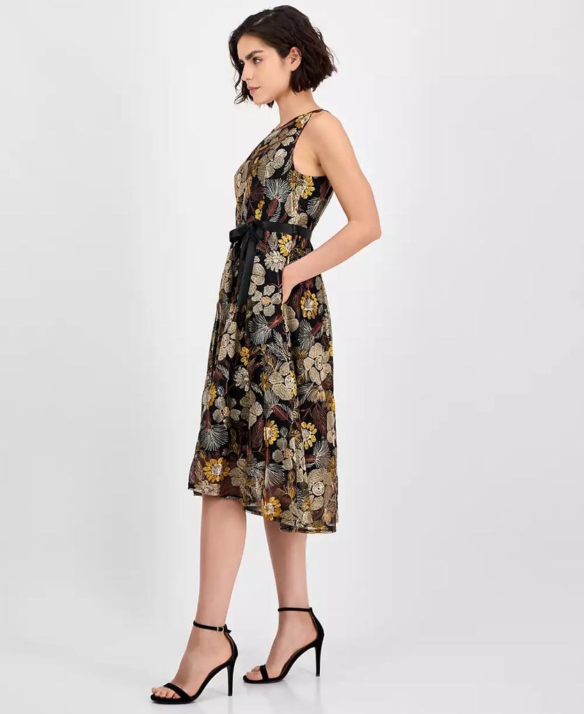 Tahari Petite Embroidered Sleeveless Fit & Flare Dress