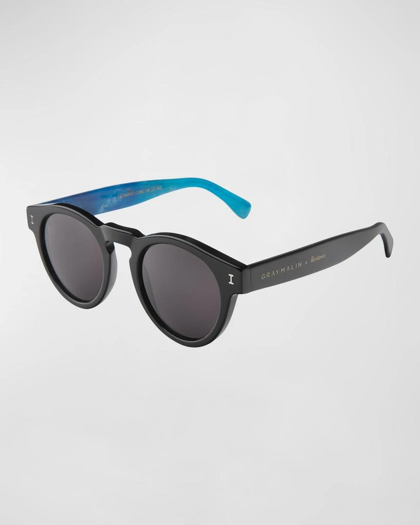 Illesteva X Gray Malin The Ocean Leonard Round Acetate Sunglasses 1