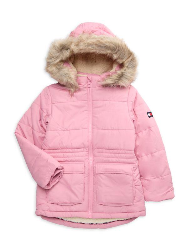 Tommy Hilfiger Girl's Faux Fur Hooded Puffer Jacket