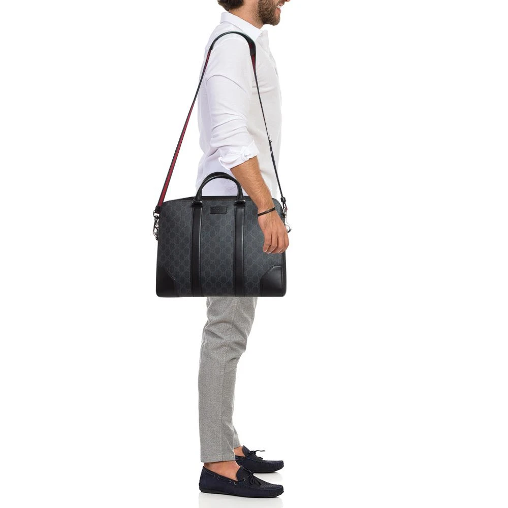 Gucci Gucci Black GG Supreme Canvas and Leather Briefcase Bag 2