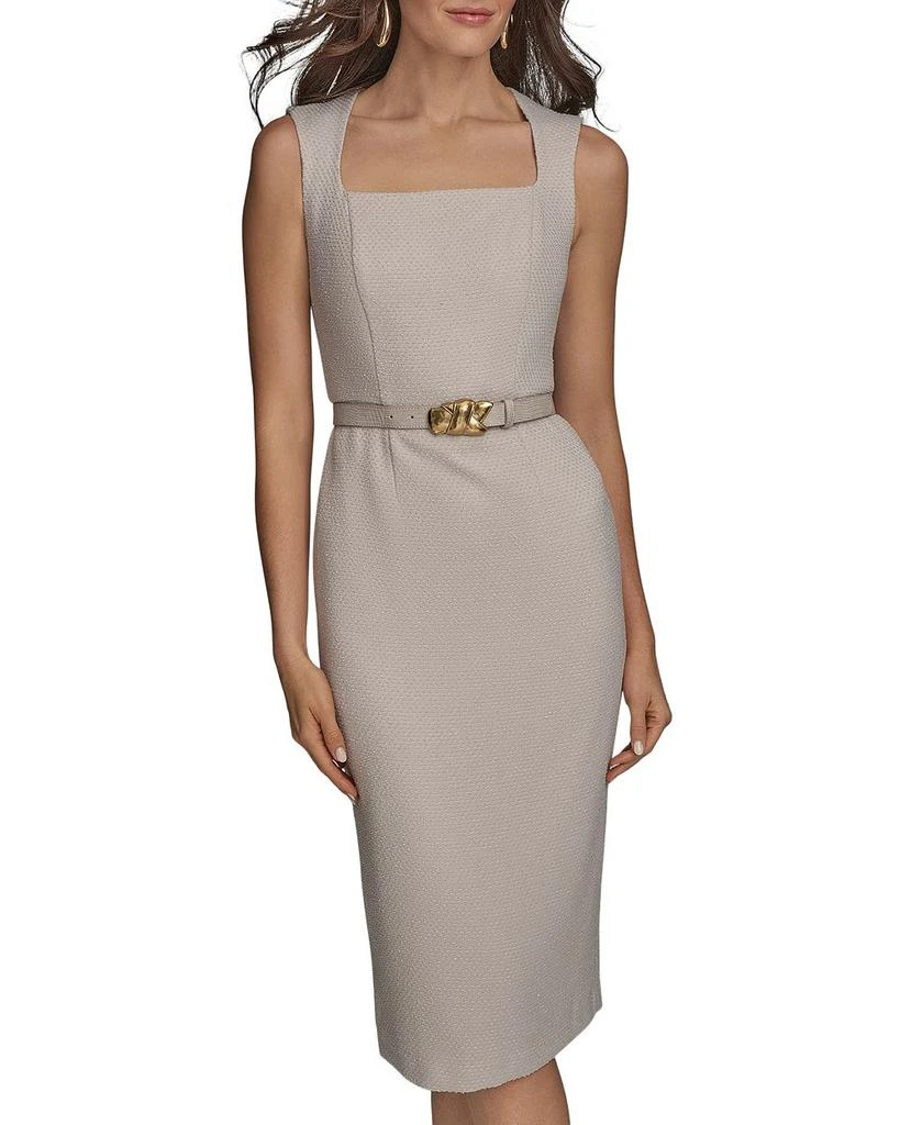 Donna Karan Belted Tweed Midi Dress 2