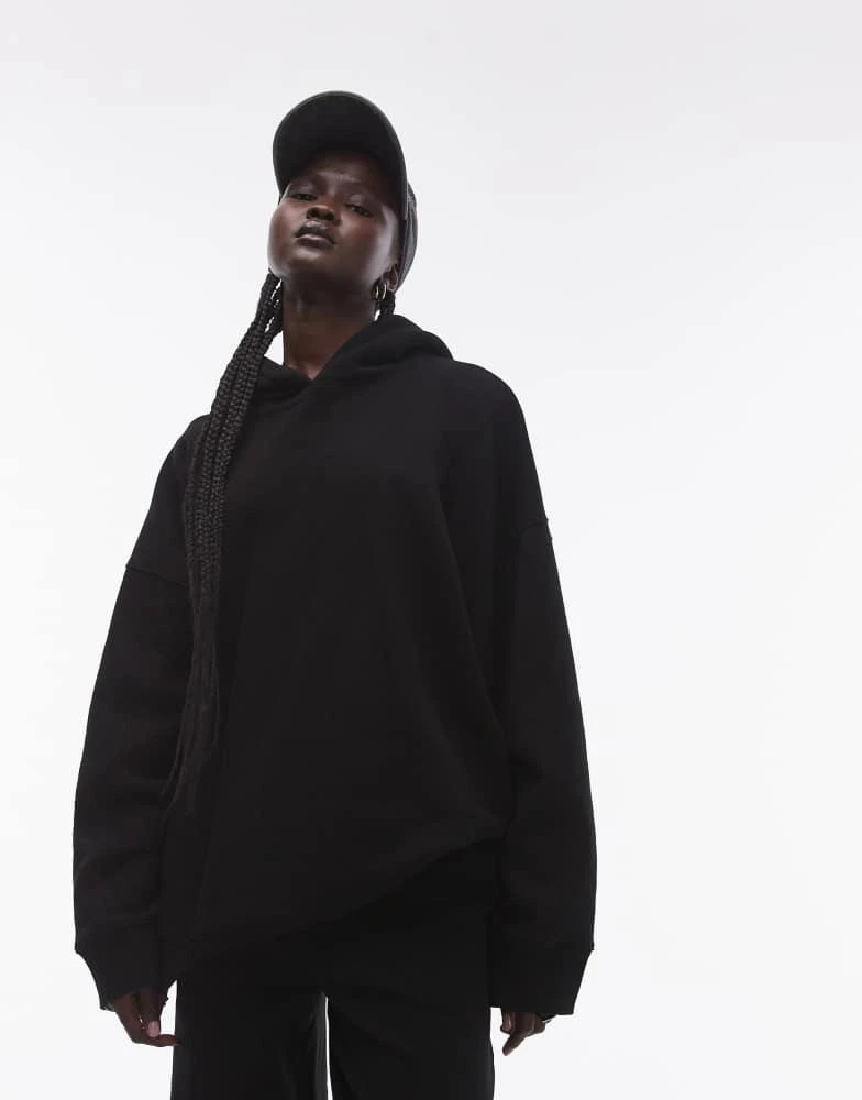 Topshop Topshop premium co ord oversized hoodie in black 1
