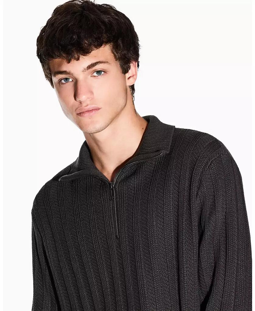 Shop Men's Ribbed Quarter Zip Sweater on Sale at BeyondStyle – Get