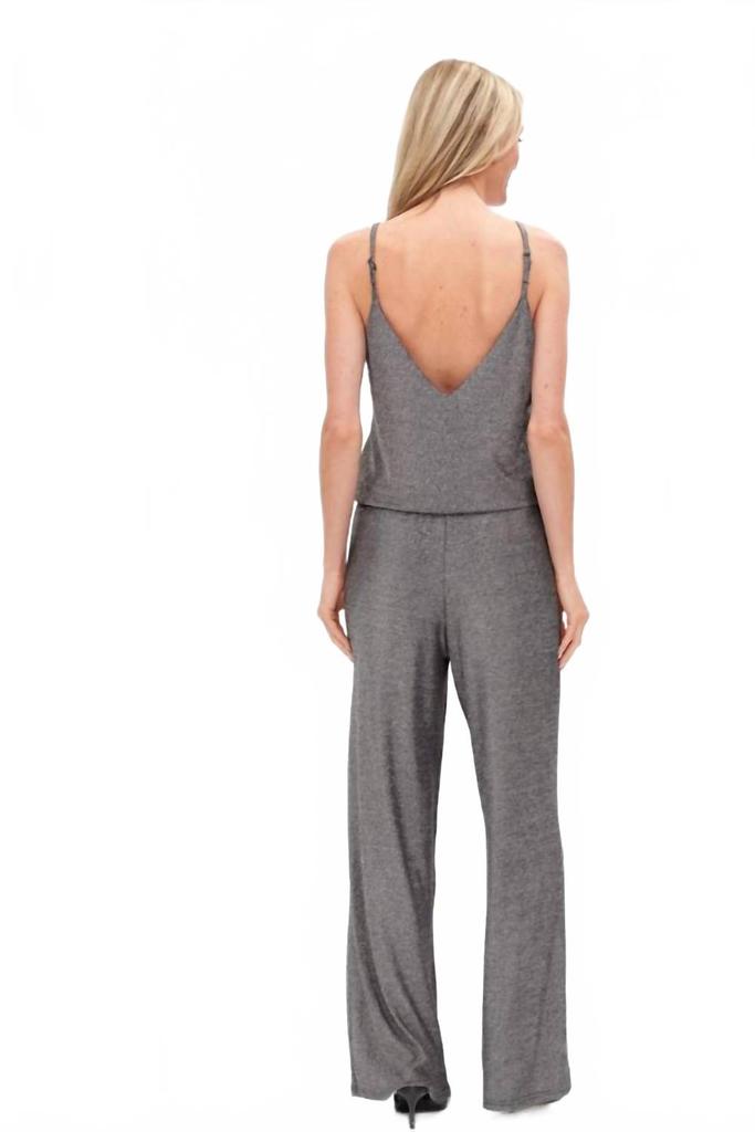 SIX/FIFTY Lurex Sleeveless Jumpsuit In Silver