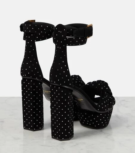 Balmain Ava embellished suede platform sandals 3