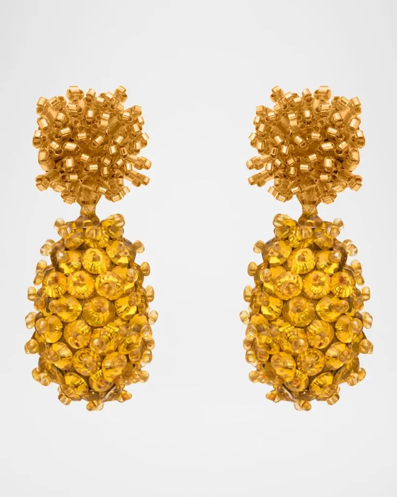 Oscar de la Renta Beaded Cluster Drop Earrings