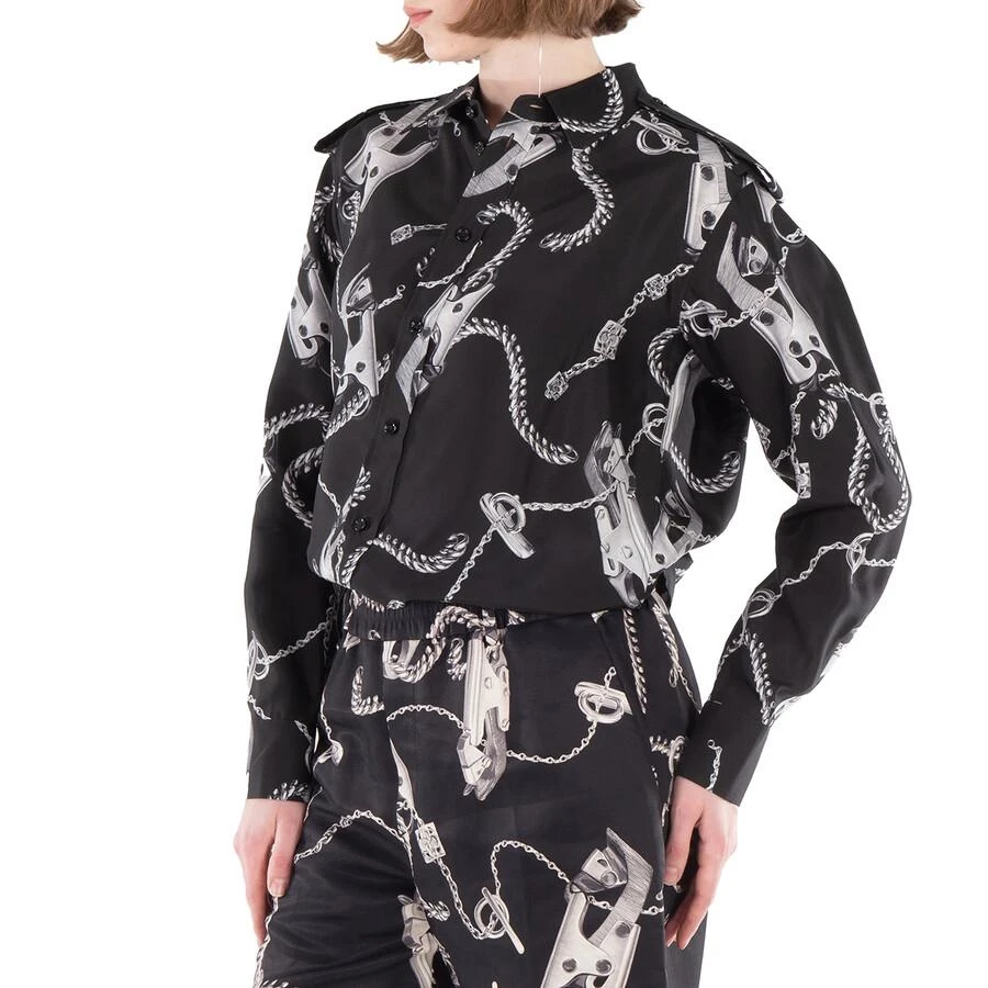 Burberry Long-Sleeve Knight Hardware Silk Shirt 2