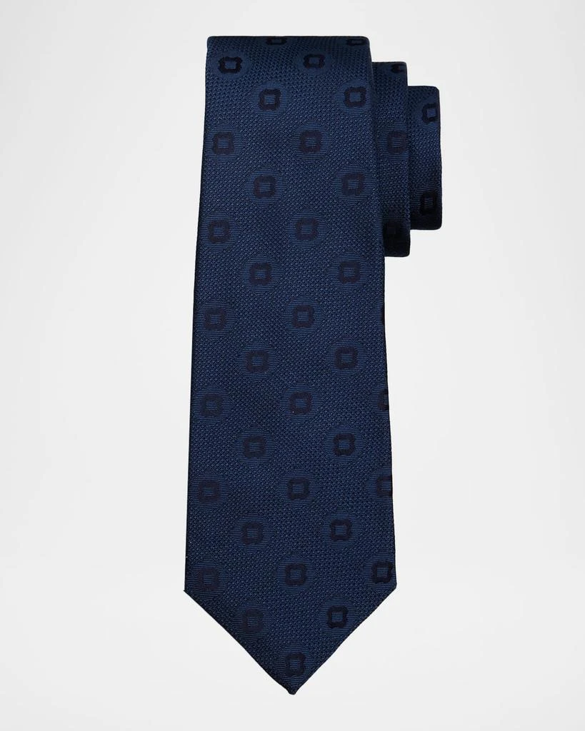 Kiton Men
s Geometric Jacquard Silk 7-Fold Tie