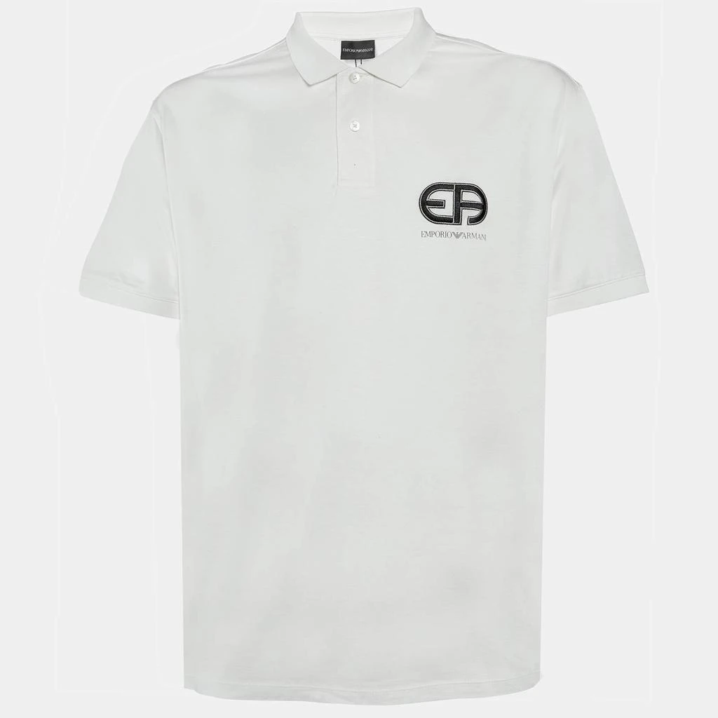 Emporio Armani Emporio Armani White Jersey Logo Embroidered Polo T-Shirt 3XL 1