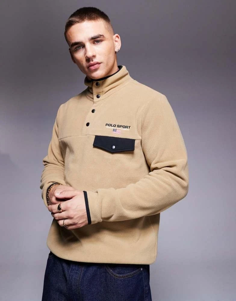 Ralph Lauren Polo Ralph Lauren Sport Capsule logo fleece in tan 1