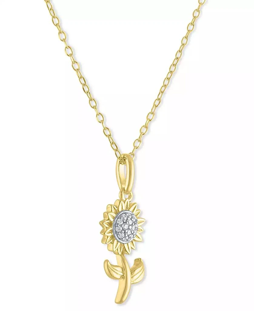 Macy
s Diamond Accent Sunflower Pendant Necklace in 14k Gold-Plated Sterling Silver, 16" + 2" extender 4