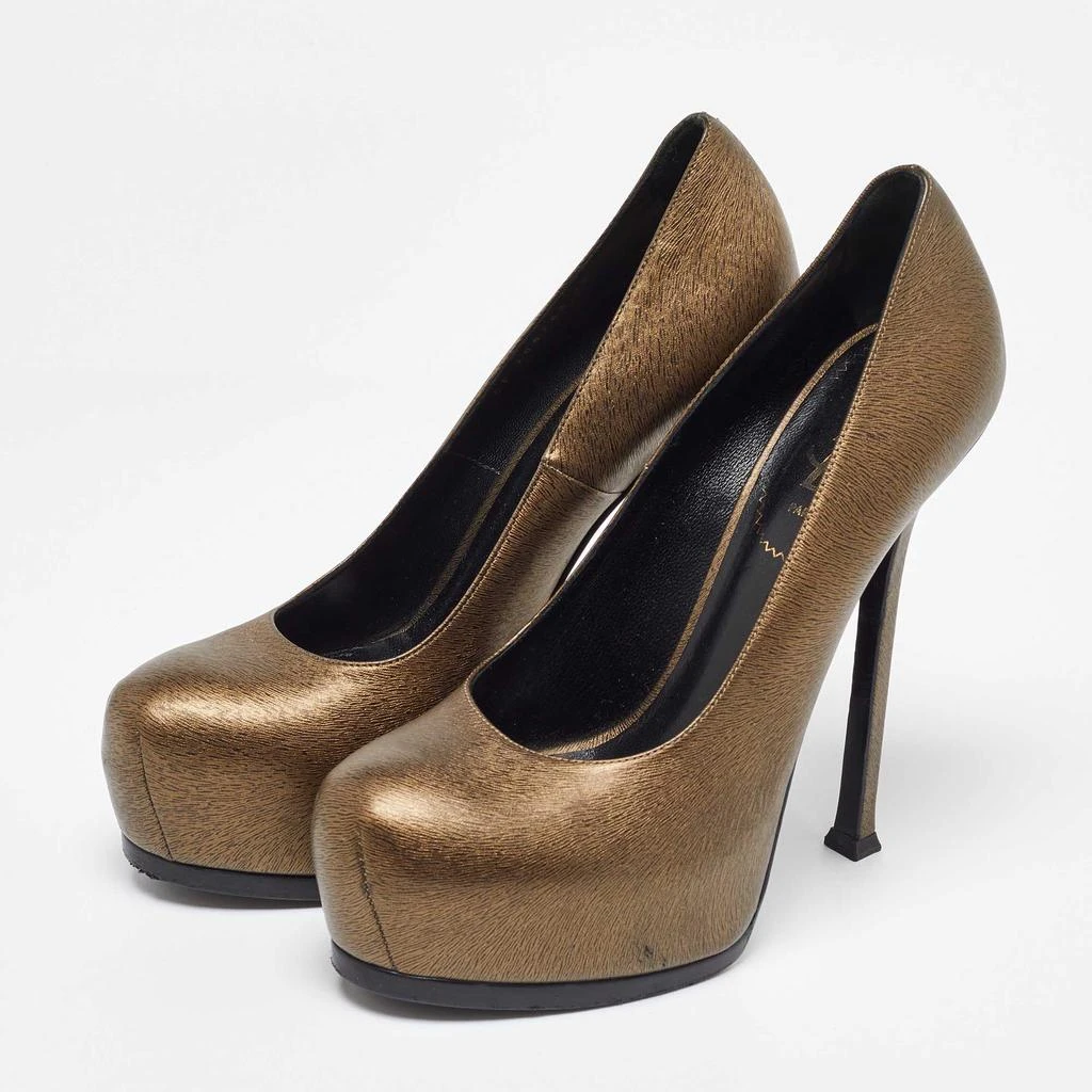 Yves Saint Laurent Yves Saint Laurent Gold Leather Tribtoo Platform Pumps Size 39 2