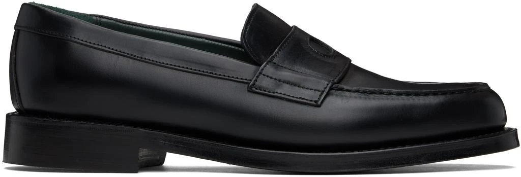 Drake's Black Leather Charles Goodyear Welted Penny Loafers 1
