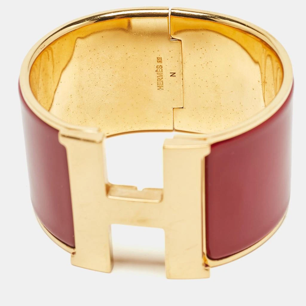 Hermes Hermes Clic Clac H Red Enamel Gold Plated Extra Wide Bracelet 6