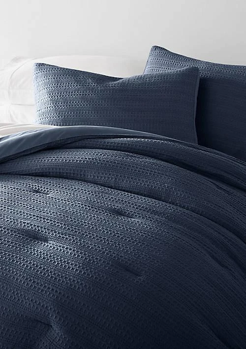Luxury Inn Inn Waffle Textured 3 Piece Comforter Set All Season Down Alternative Ultra Soft Bedding 3