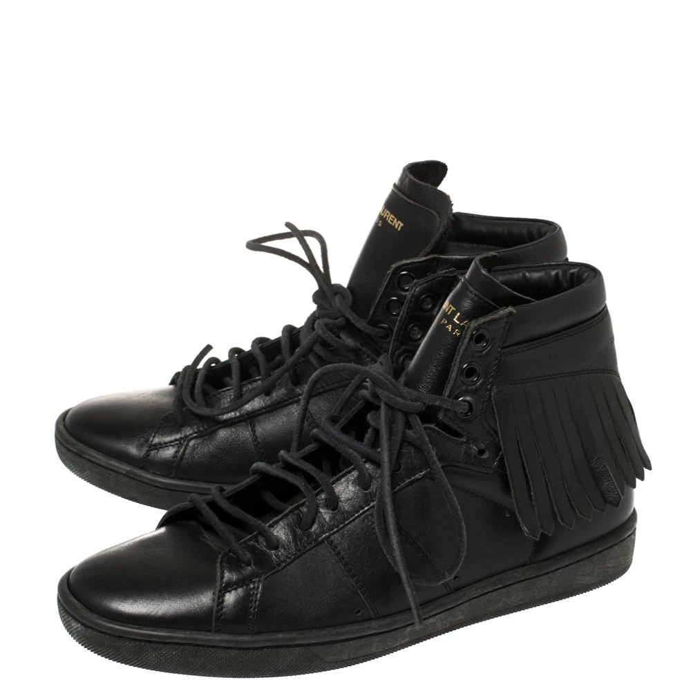 Yves Saint Laurent Saint Laurent Black Leather Classic Court Fringe Sneakers Size 36 4