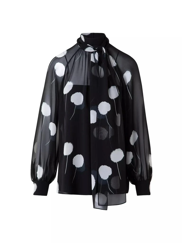 Akris Dandelion Silk-Georgette Bow Turtleneck Blouse 1