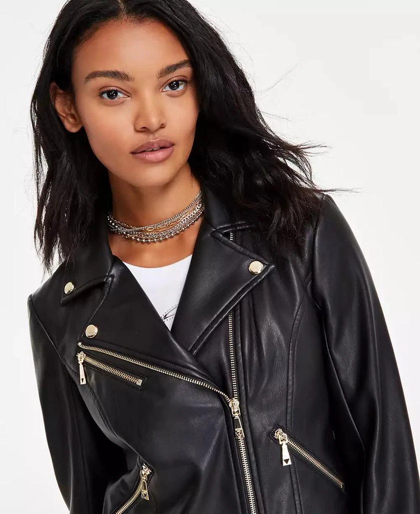 GUESS Women's Venom Faux-Leather Cropped Moto Jacket 6