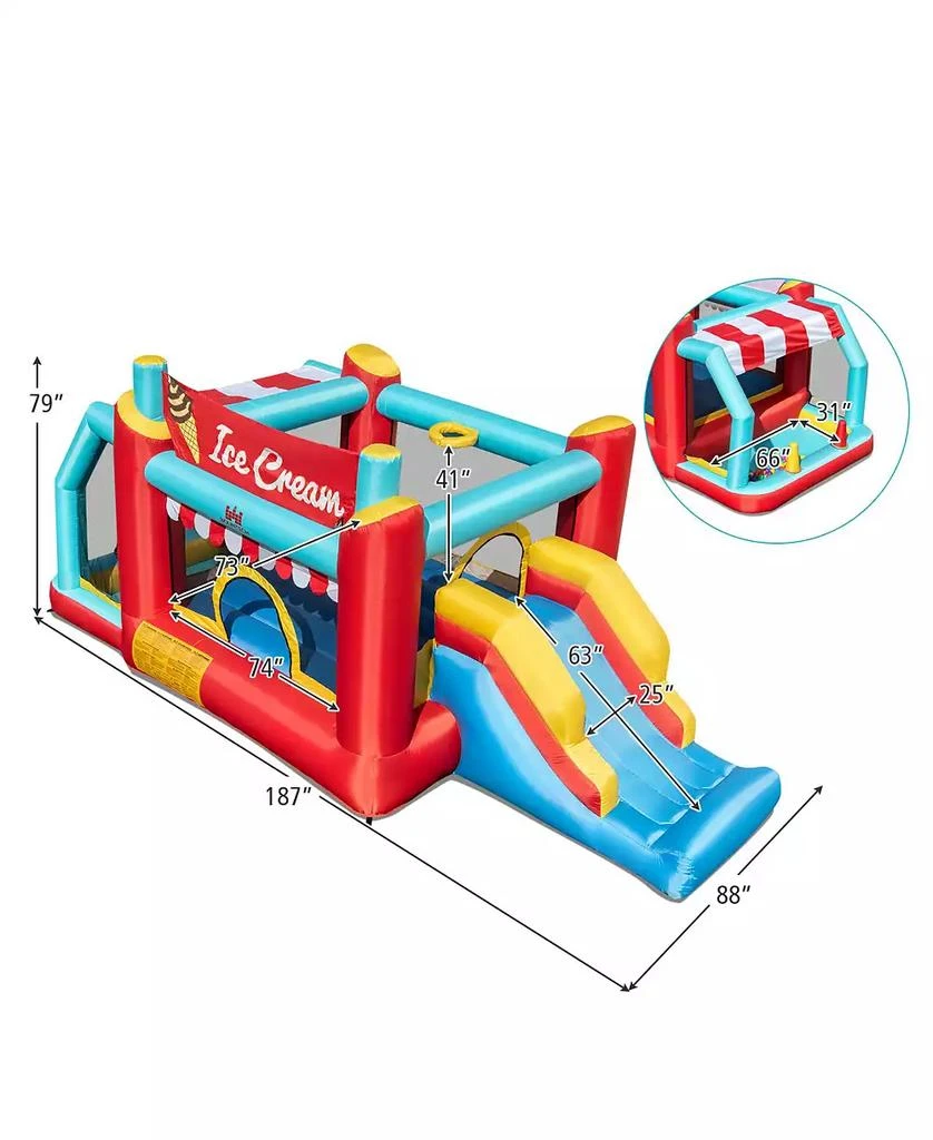 GOUUN 5-in-1 Ice Cream Inflatable Bounce House with Ball Pit and Slide with 520W Blower 2