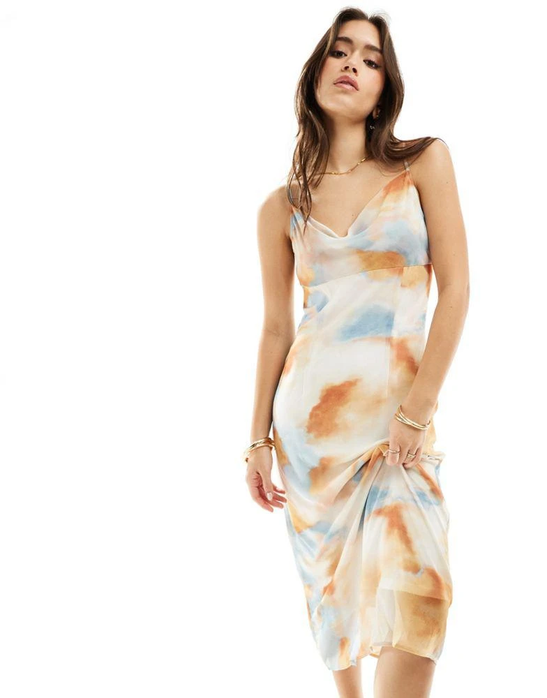 Vila Vila cowl neck cami maxi dress in abstract dream print 4